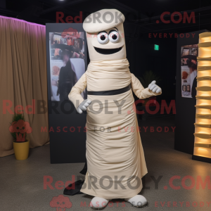 Cream Mummy mascot costume...