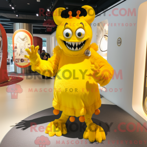 Yellow Devil mascot costume...