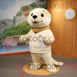 Beige Seal mascottekostuum...