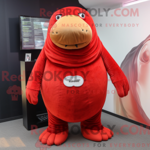 Rød hvalross maskot...