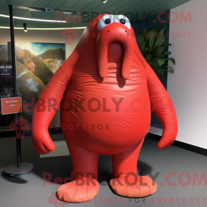 Rød hvalross maskot...