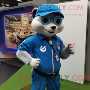 Blå Weasel maskotdraktfigur...