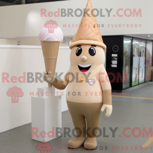 Beige Ice Cream Cone mascot...