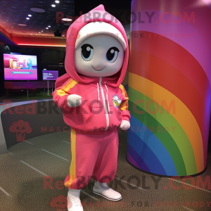 Pink Rainbow maskot kostume...