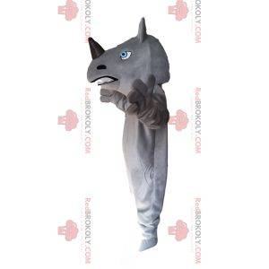 Maskotka szaro-czarny nosorożec, z wysublimowanymi niebieskimi oczami