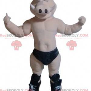 Mascotte de cochon de sanglier tout nu avec un slip noir -