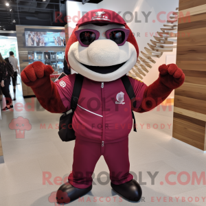Maroon Ray mascot costume...