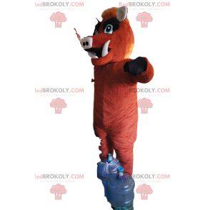Mycket glad brunsvinmaskot