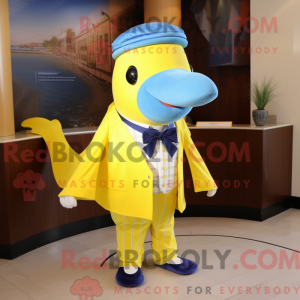 Yellow Blue Whale maskot...