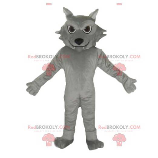 Kæmpe og sød grå kat maskot - Redbrokoly.com