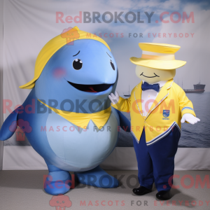 Yellow Blue Whale maskot...