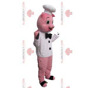 Mascotte de cochon en tenue de Chef cuisinier