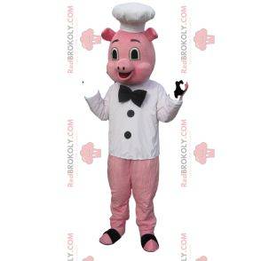 Mascotte de cochon en tenue de Chef cuisinier