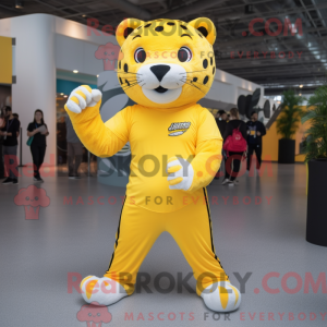 Gul Jaguar maskot kostume...