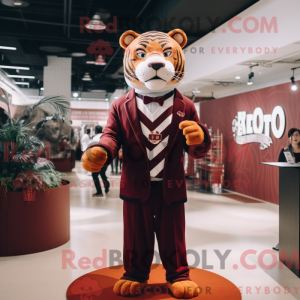 Maroon Tiger maskot kostume...