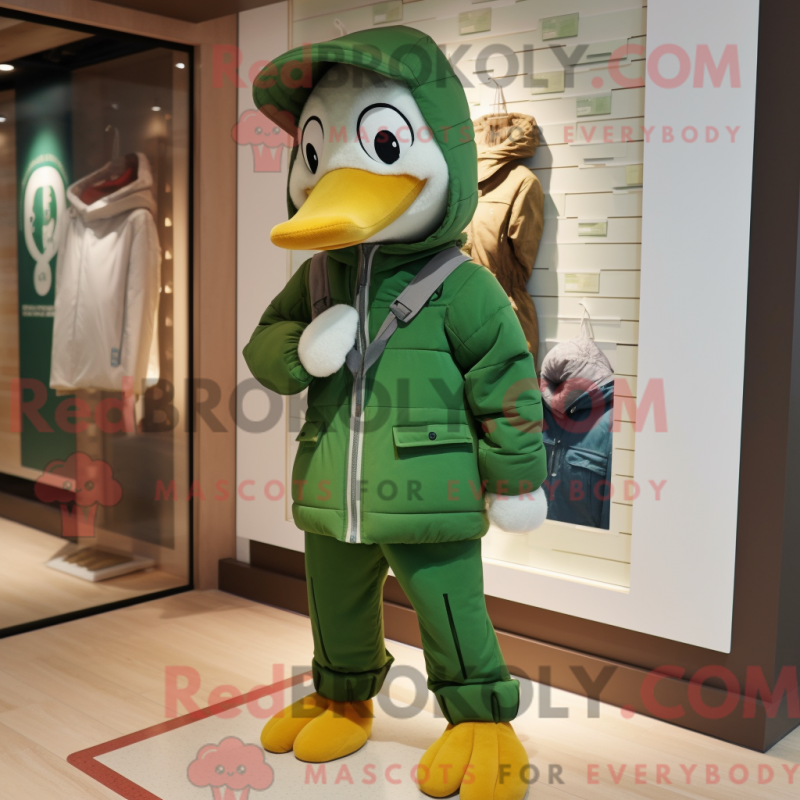 Fantasia de mascote de cisne verde com parca e gorros - Mascotes Feijão Verde - REBROKO_304034 - RedBrokoly.com