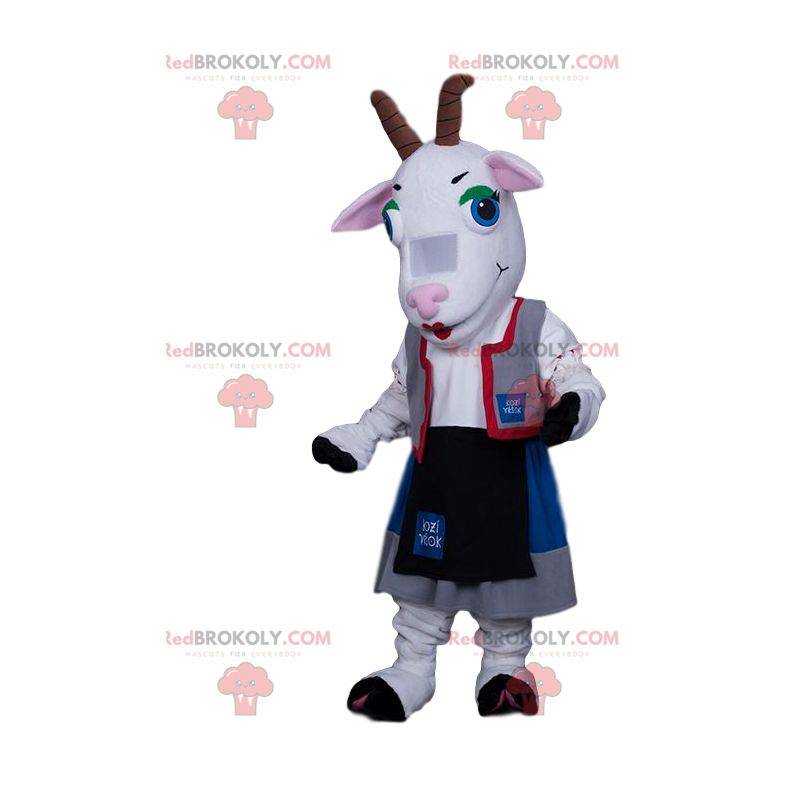Goat mascot in Austrian outfit