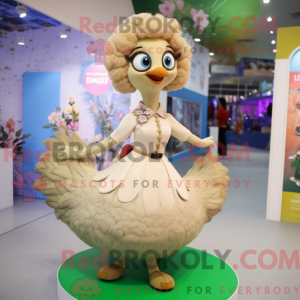 Beżowy påfugl maskot drakt...