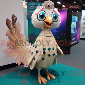 Beżowy påfugl maskot drakt...
