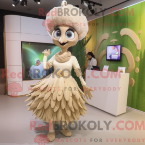 Beżowy påfugl maskot drakt...