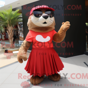 Red Otter mascot costume...