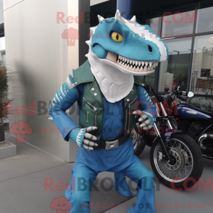 Cyan Spinosaurus maskot...