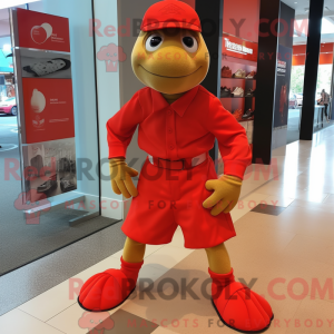 Red Turtle-mascottekostuum...