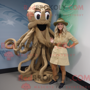 Tan Kraken maskotdraktfigur...