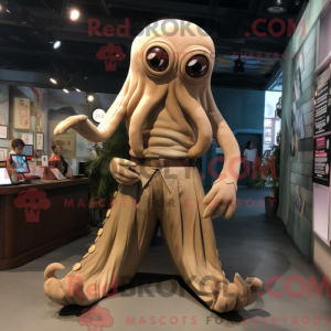 Tan Kraken maskotdraktfigur...