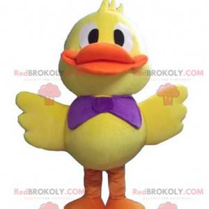 Mascot pollito de pato amarillo y naranja grande -
