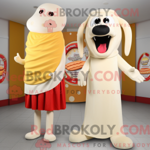 Cream Hot Dog mascot...
