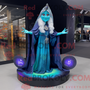 Cyan Witch maskotdraktfigur...