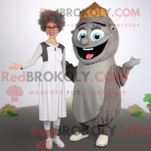 Gray Falafel mascot costume...