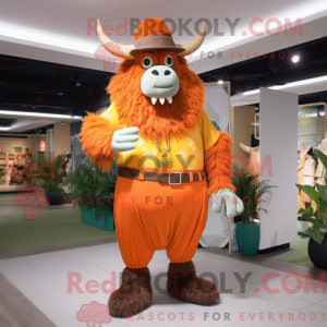 Orange Yak maskot kostume...