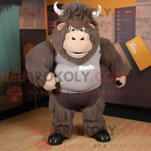 Grå bison-maskotdraktfigur...
