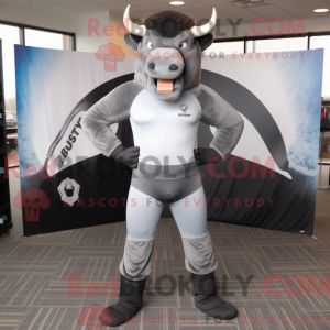 Grå bison maskot kostume...