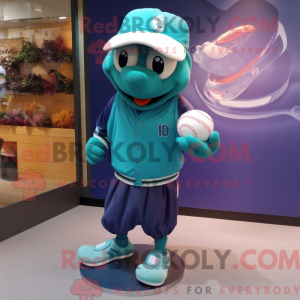 Teal Baseball Ball mascot...