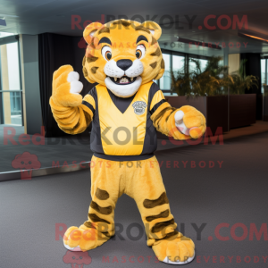 Gul sabeltand tiger maskot...