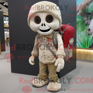 Beige Skull maskot kostume...