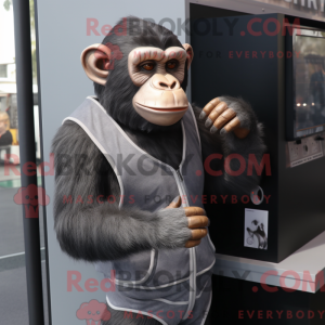 Mascotte de chimpanzé gris...