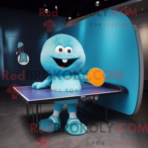 Cyan Ping Pong Table Maskot...