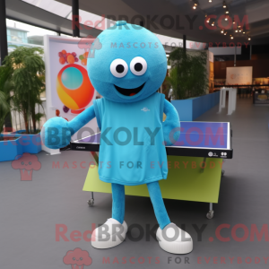 Cyan Ping Pong Table mascot...