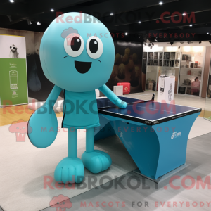 Cyan Ping Pong Bord maskot...
