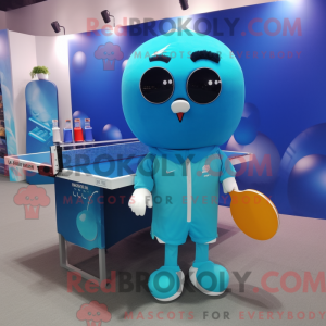 Cyan Ping Pong Table Maskot...
