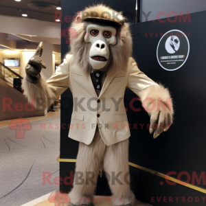 Beige bavian maskot kostume...