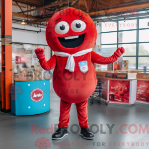 Rode bagels mascottekostuum...