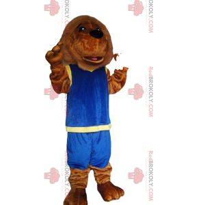Mascote leão com roupa esportiva azul