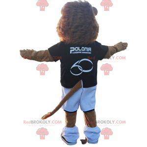 Lion mascot with black soccer outfit