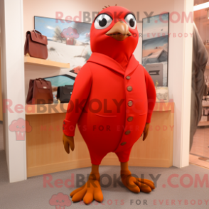 Fantasia de mascote de codorna vermelha com calça capri e broches - Mascotes de codorna - REBROKO_304578 - RedBrokoly.com
