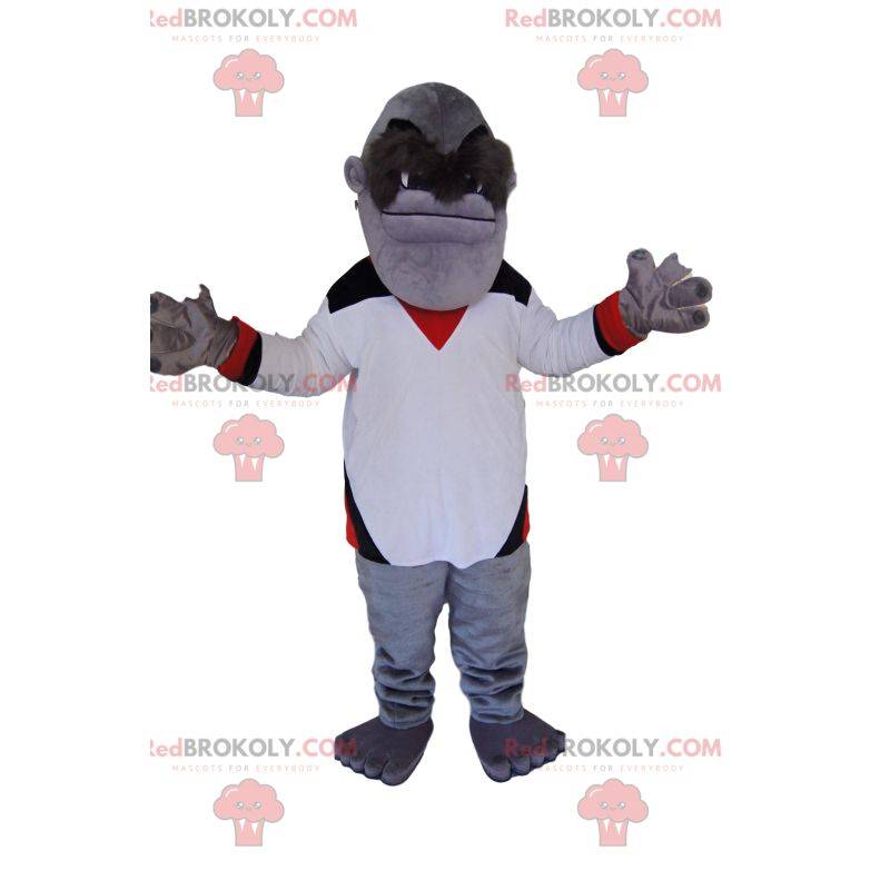 Maskot šedá opice s bílým dresem. Opičí kostým Maskot šedá opice s bílým dresem. Opičí kostým